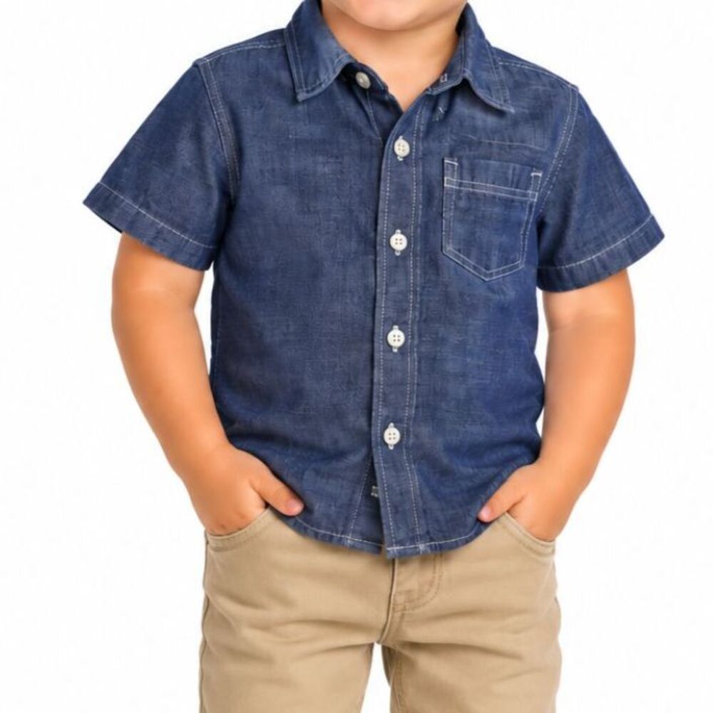🔥 5 for $30 🔥 Jumping Beans Boys Denim Short Sleeve Button Down Shirt | 3T